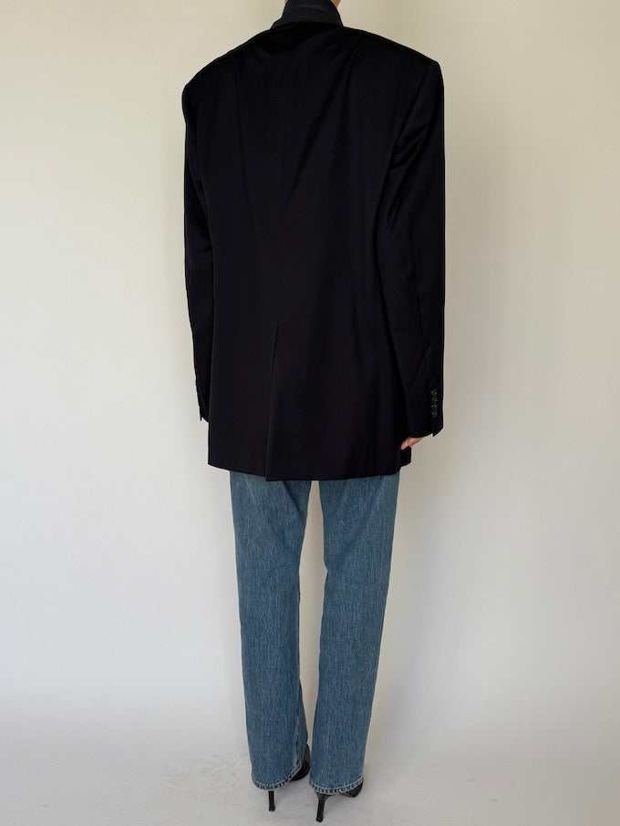 Vintage Single-Breasted Blazer Navy 6609