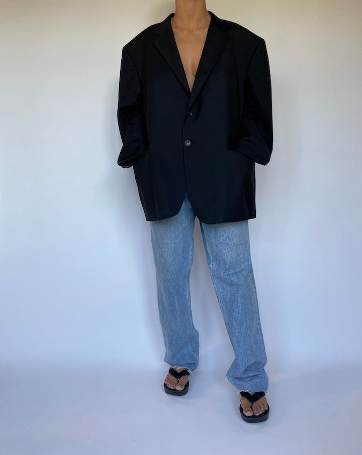 VINTAGE BLACK WOOL BLAZER 2796