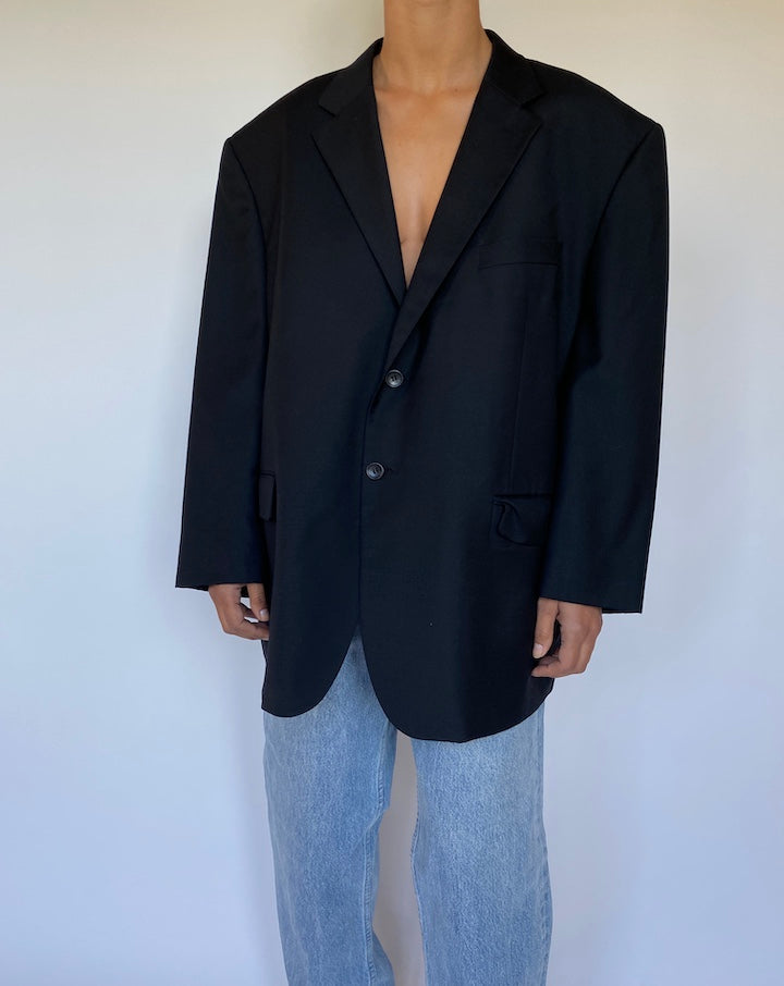 VINTAGE BLACK WOOL BLAZER 2796