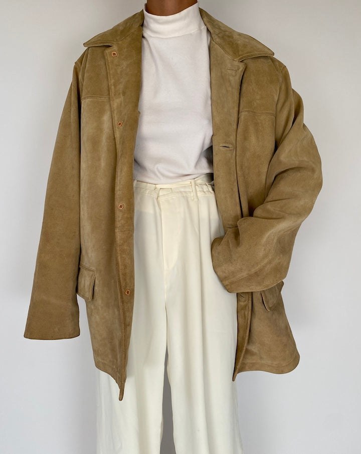 VINTAGE LIGHT BEIGE SUEDE LEATHER JACKET 2250