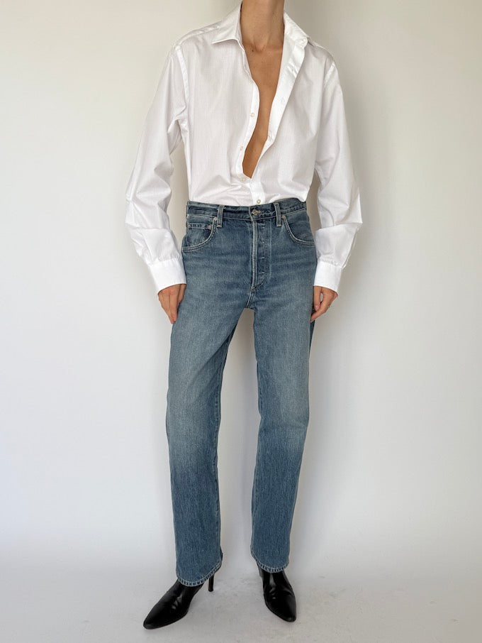 Vintage Slight Fitted Shirt White 6611