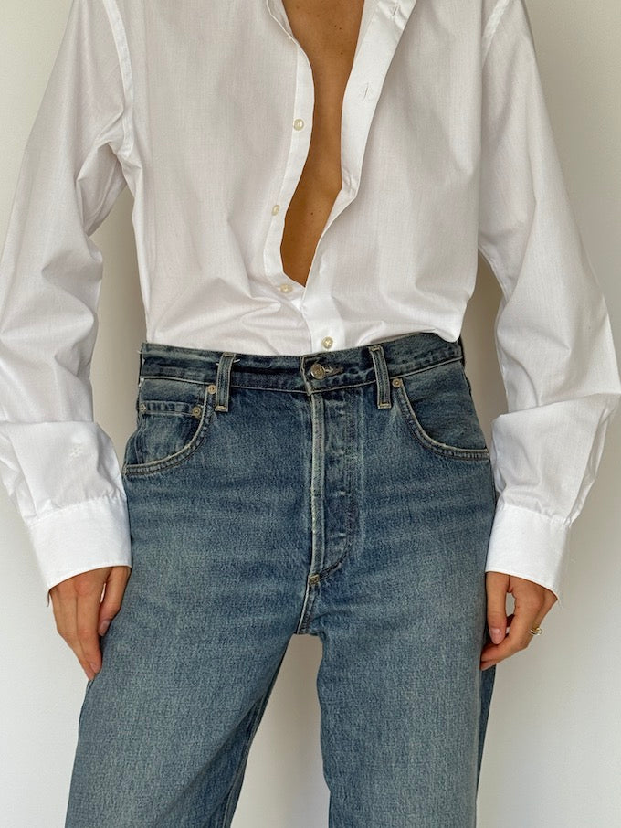 Vintage Slight Fitted Shirt White 6611