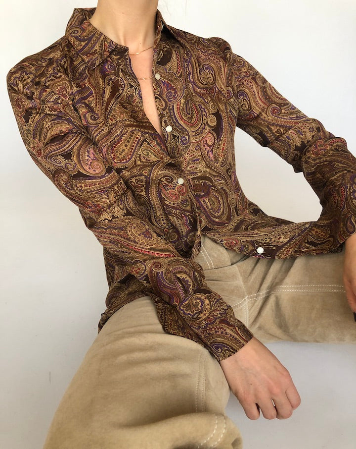 VINTAGE PAISLEY SILK BLOUSE 302