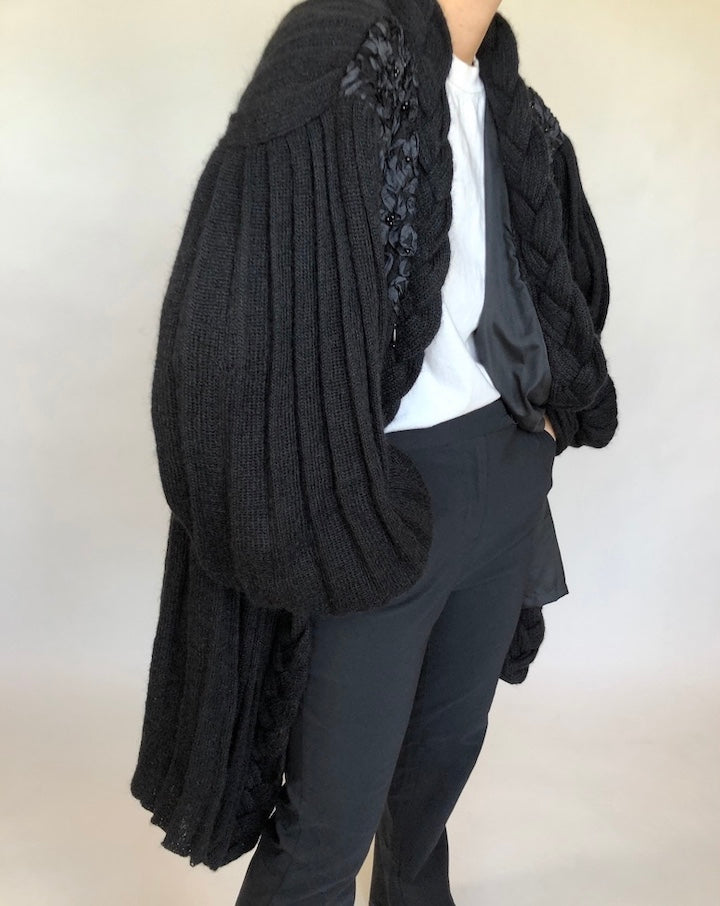 VINTAGE OVERSIZED DETAILED KNIT CARDIGAN 348