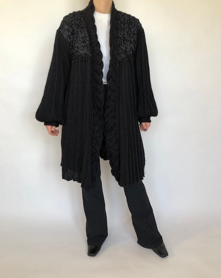 VINTAGE OVERSIZED DETAILED KNIT CARDIGAN 348