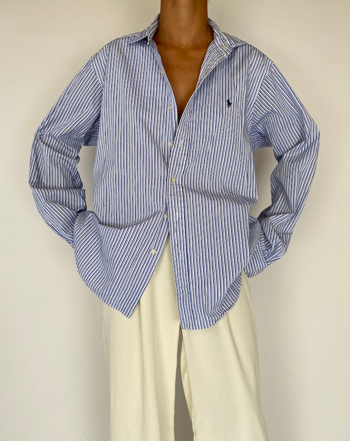 VINTAGE RALPH LAUREN BLUE AND WHITE STRIPED SHIRT 2259
