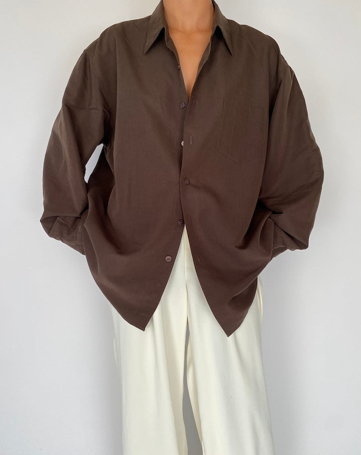 VINTAGE OVERSIZED BROWN SHIRT 2260