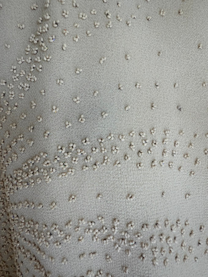 Vintage Beaded Sunburst Sheer Blouse cream 6213