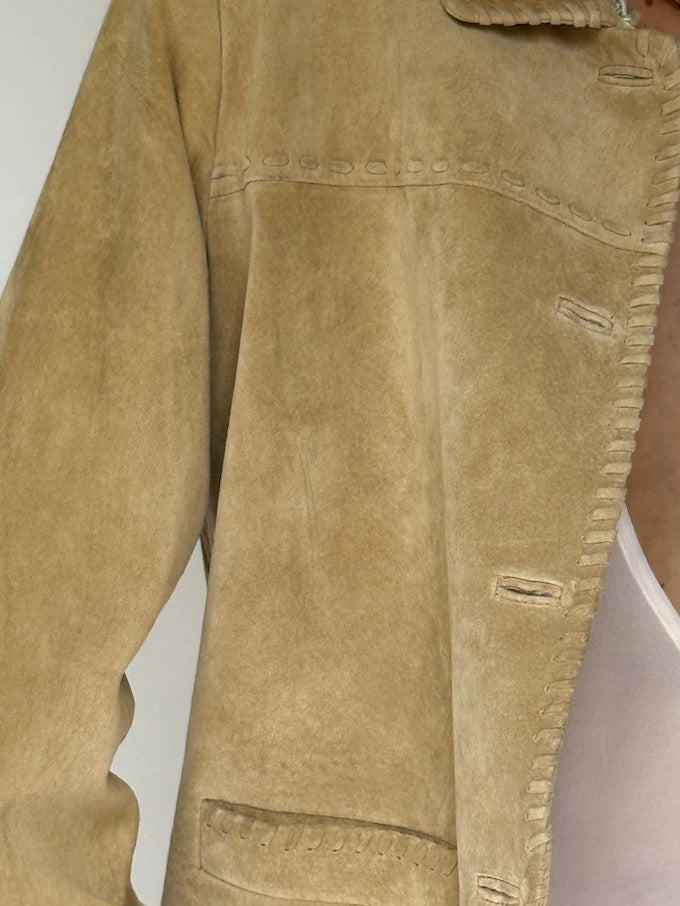 Vintage Suede Button-Up Jacket Sand 6197