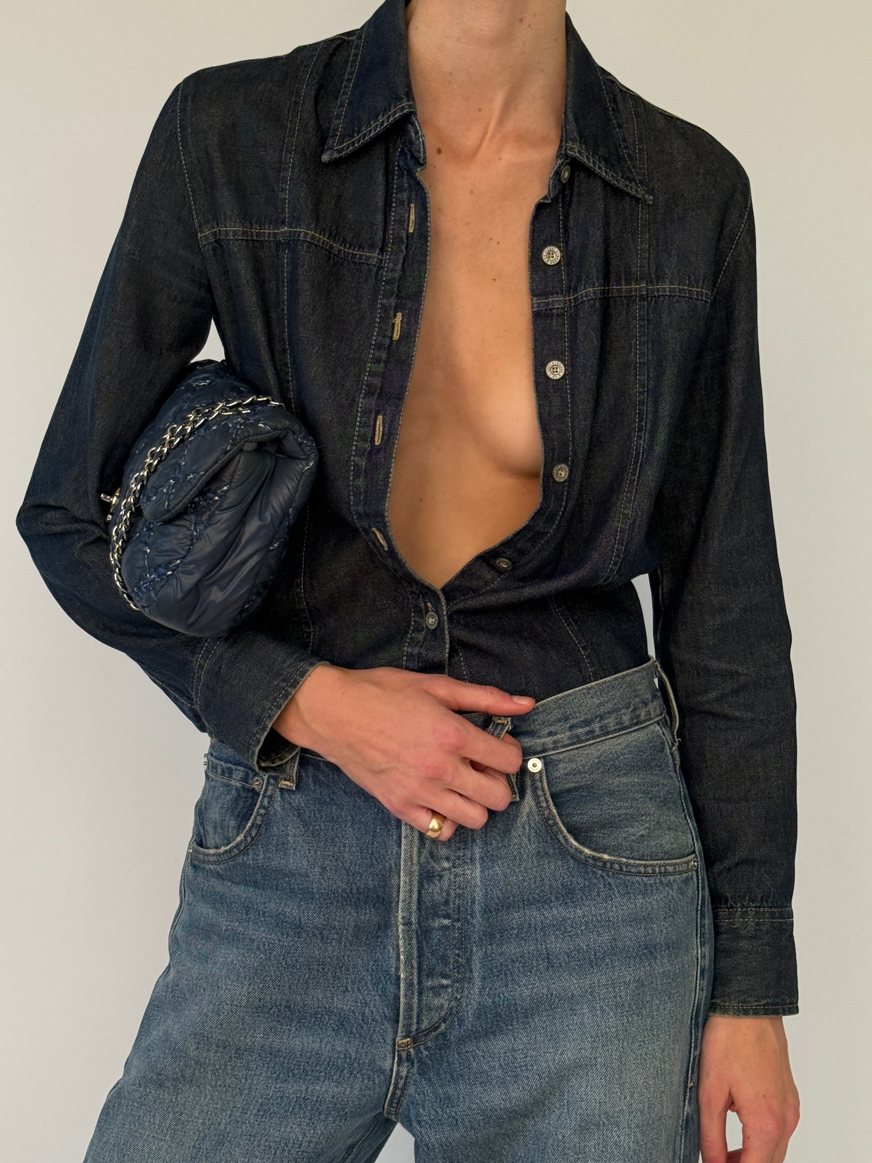 Vintage Levi's Denim Button-Up Shirt in Deep Blue 7159