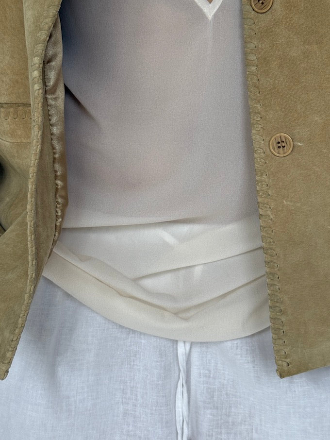 Vintage Suede Button-Up Jacket Sand 6197