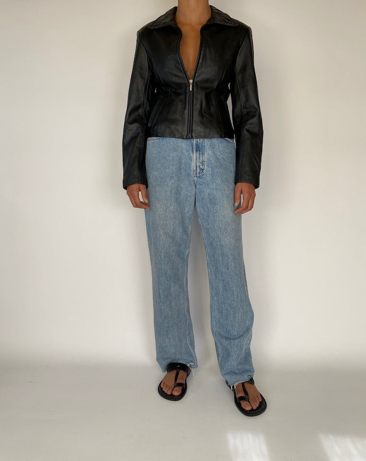 VINTAGE BLACK LEATHER JACKET 2264