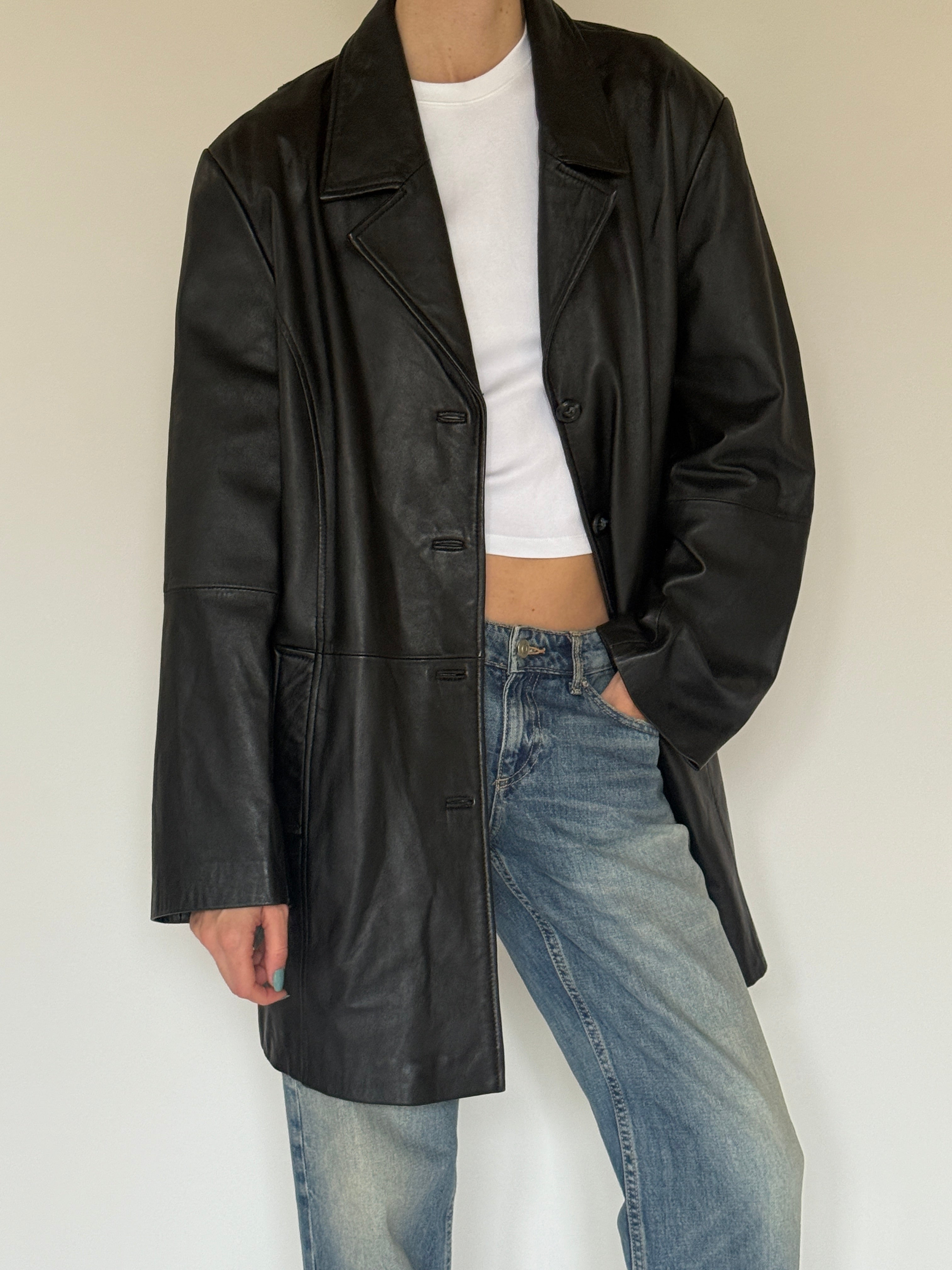 Vintage black leather close-up