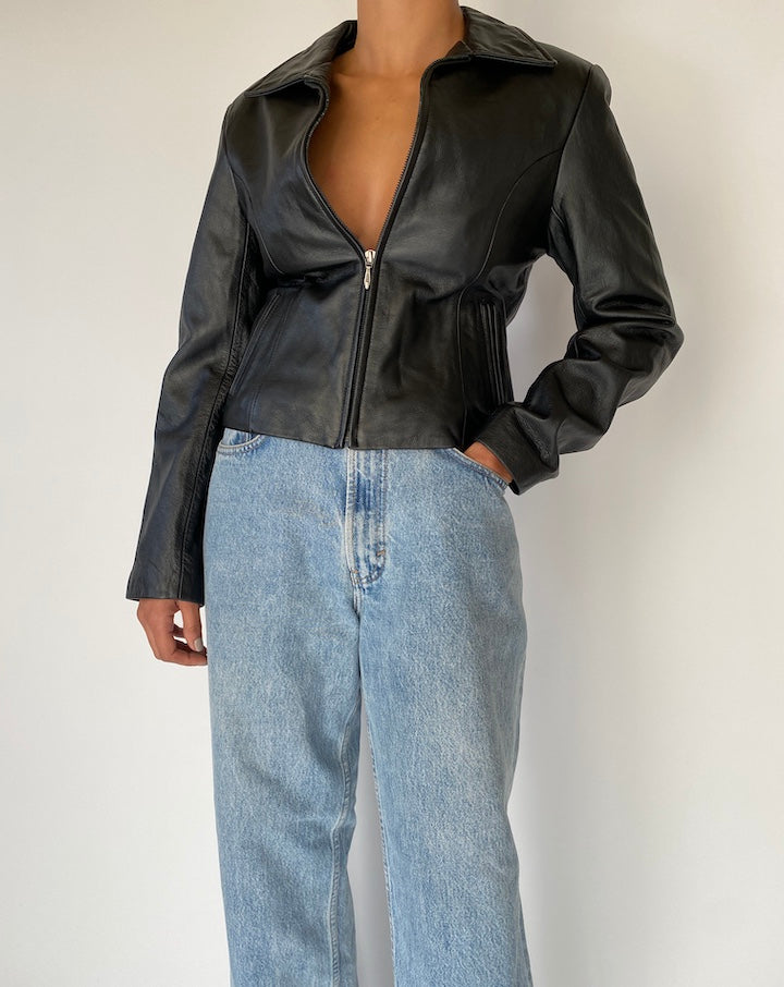 VINTAGE BLACK LEATHER JACKET 2264