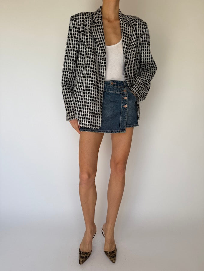 Vintage black & white checked blazer 5980