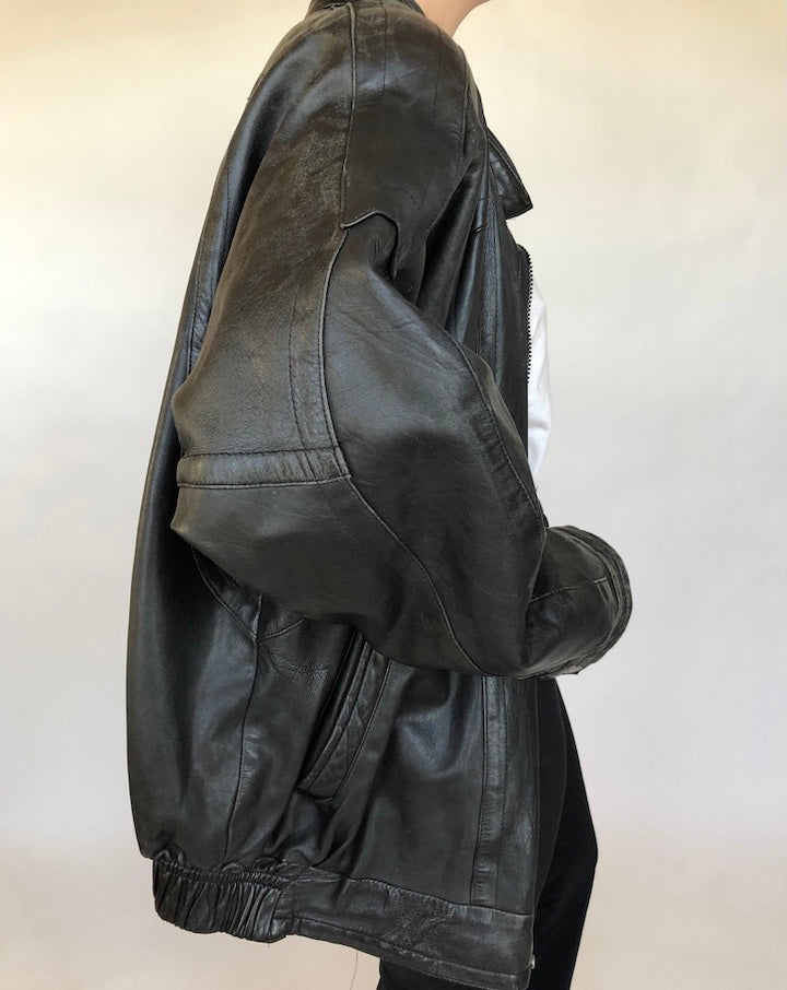 VINTAGE OVERSIZED BOXY LEATHER JACKET 344