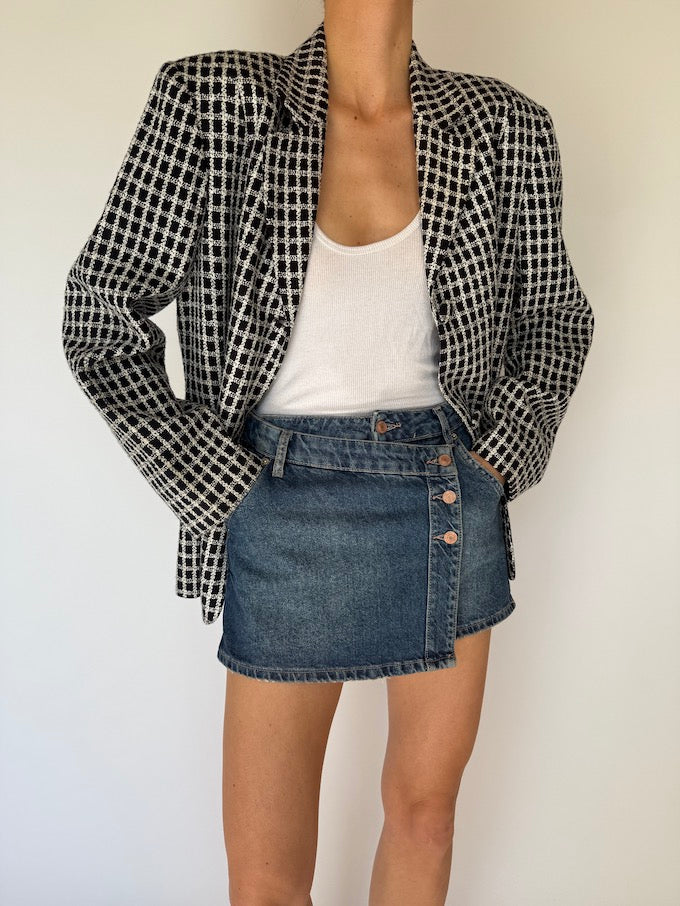 Vintage black & white checked blazer 5980