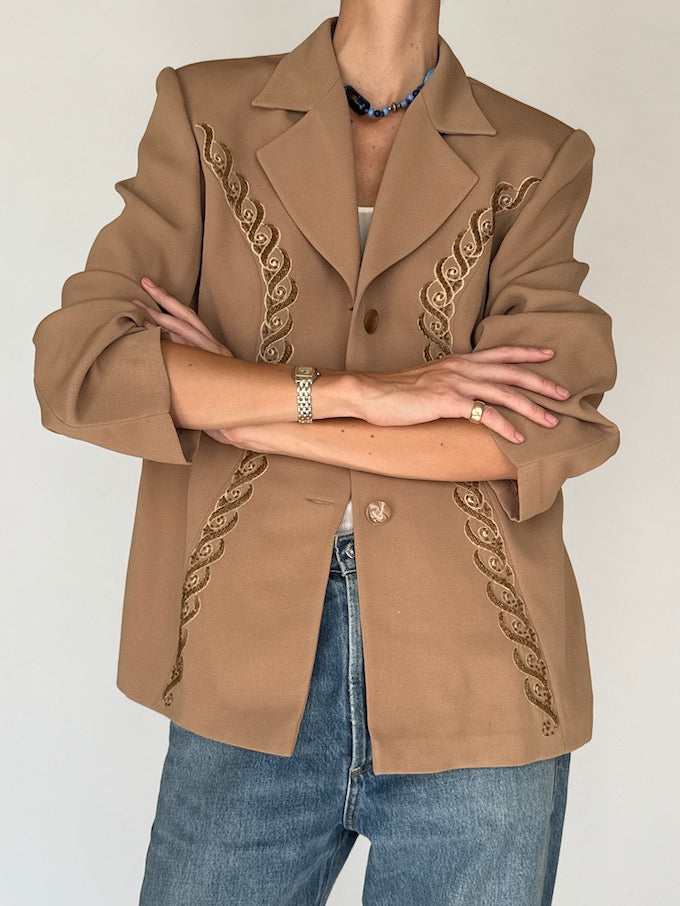 Vintage Western Blazer in Sand Beige