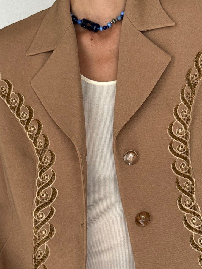 Vintage Western Blazer in Sand Beige