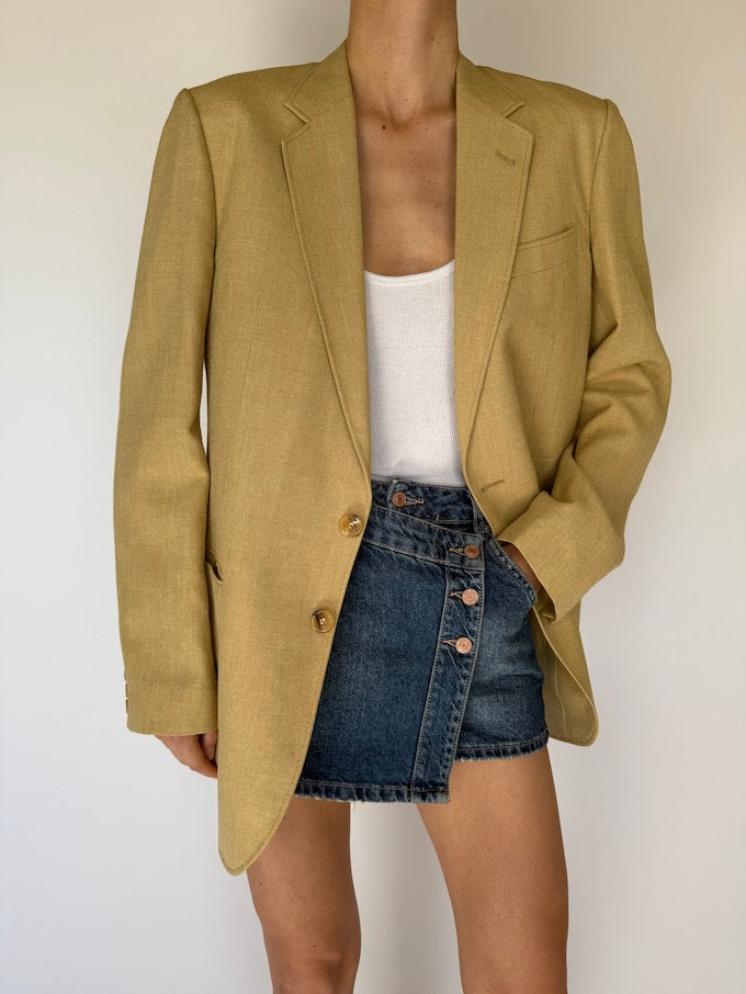 Vintage Single-Breasted Blazer Beige
