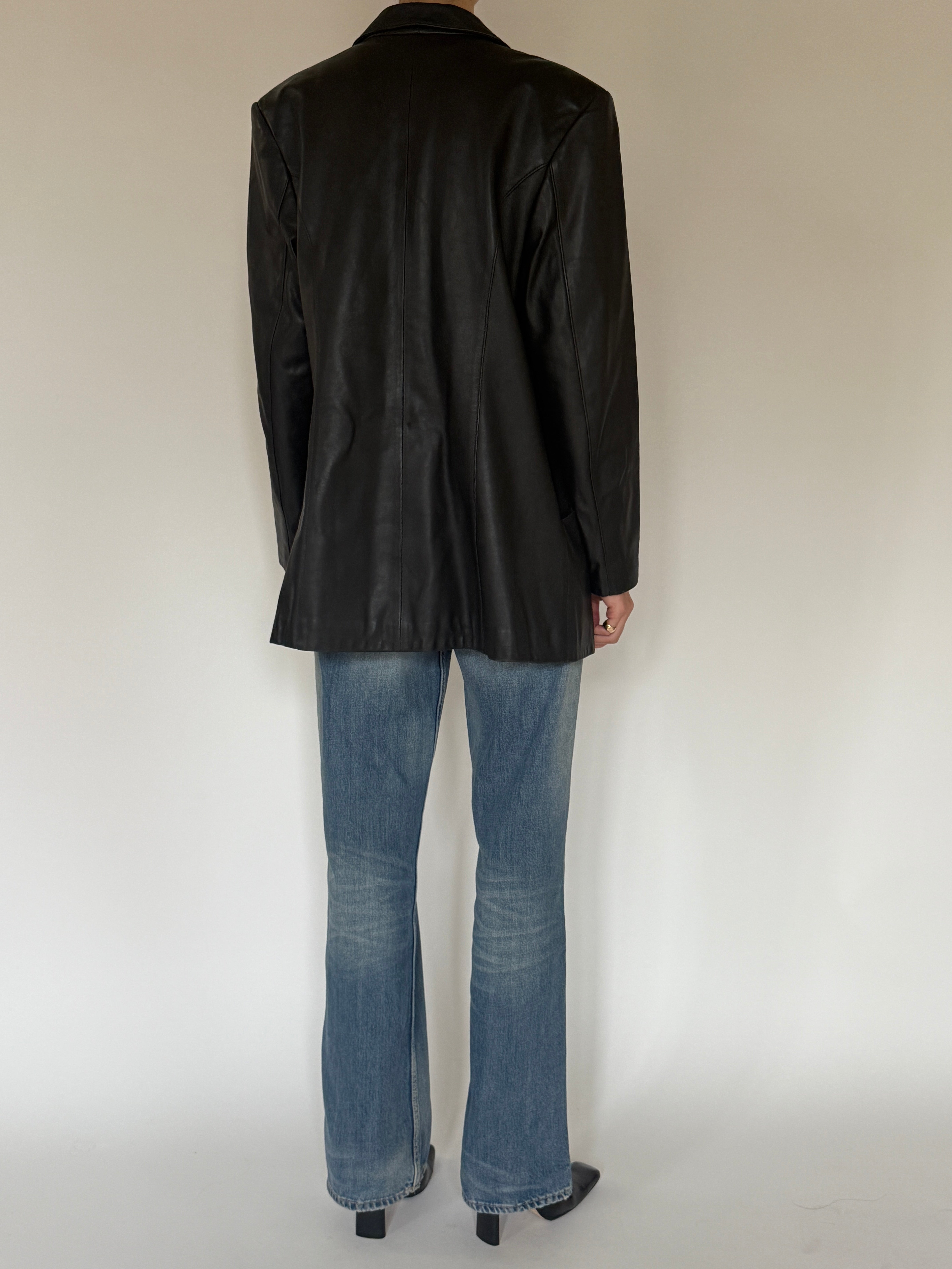 Vintage Leather Blazer Black 7793