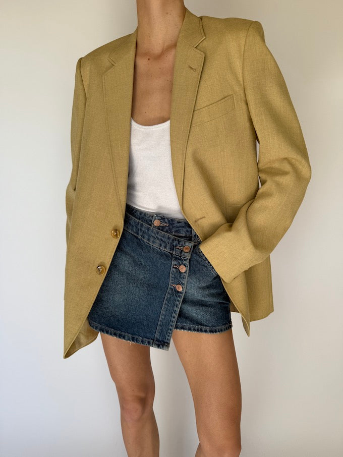 Vintage Single-Breasted Blazer Beige