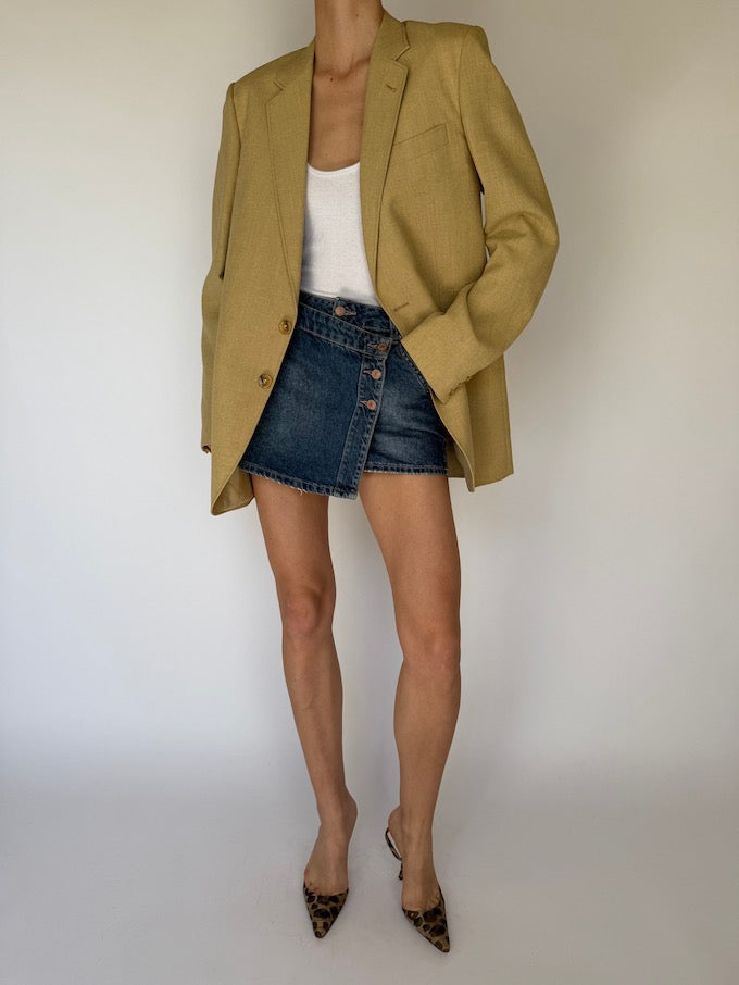 Vintage Single-Breasted Blazer Beige