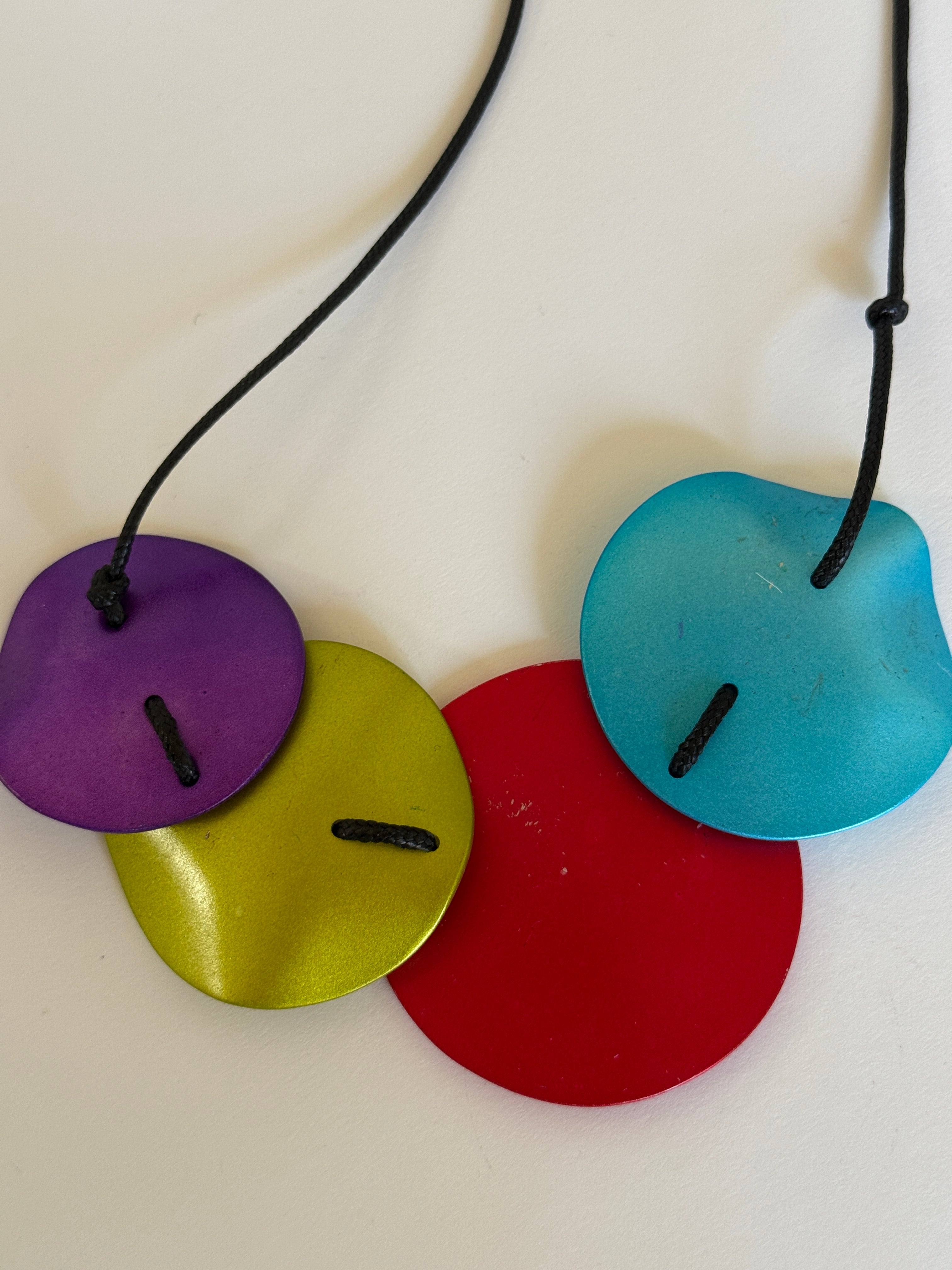 Vintage colorful resin necklace close-up