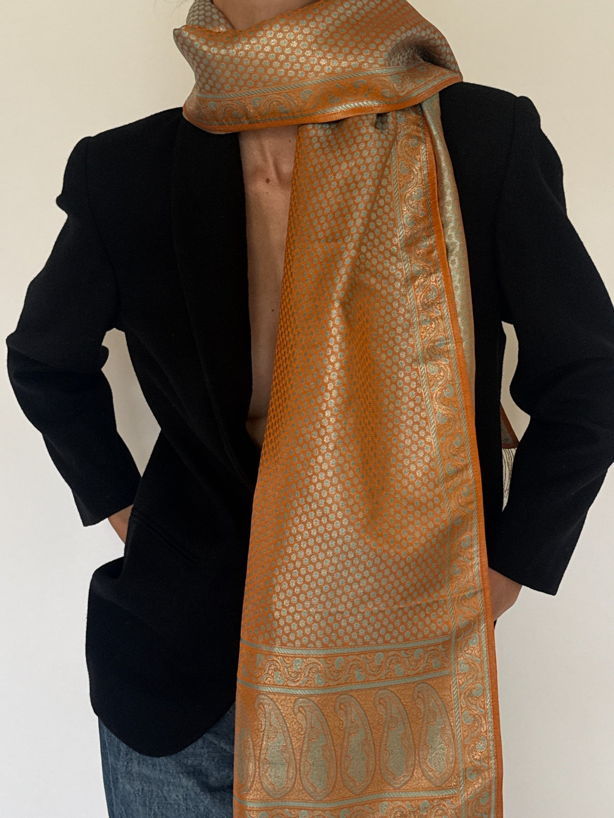 Vintage paisley scarf fringe detail