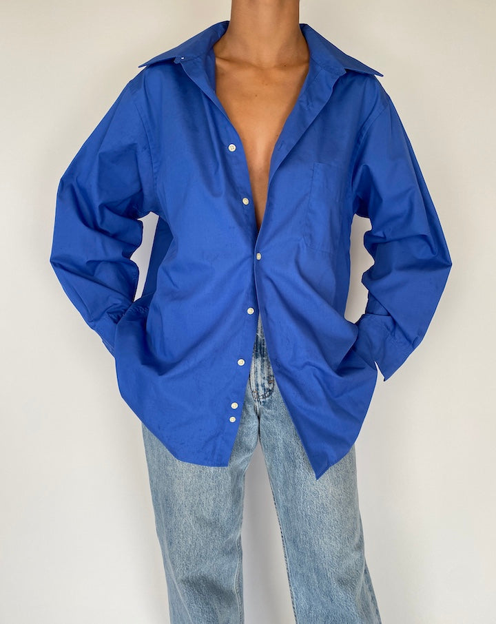 VINTAGE BLUE OVERSIZED BUTTON DOWN SHIRT 2269