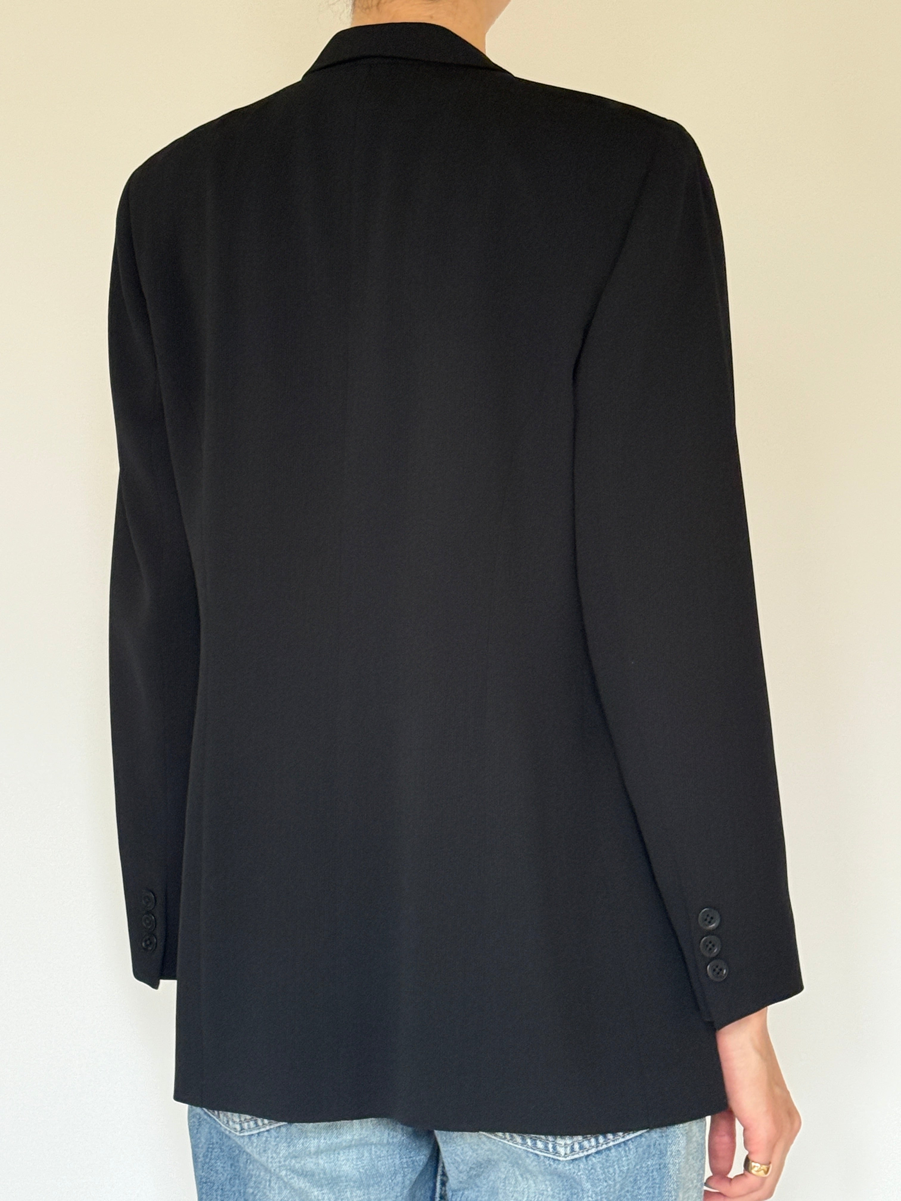 Vintage classic black blazer back view