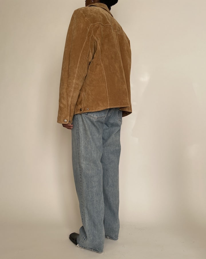 VINTAGE OVERSIZED BROWN SUEDE LEATHER JACKET 4285