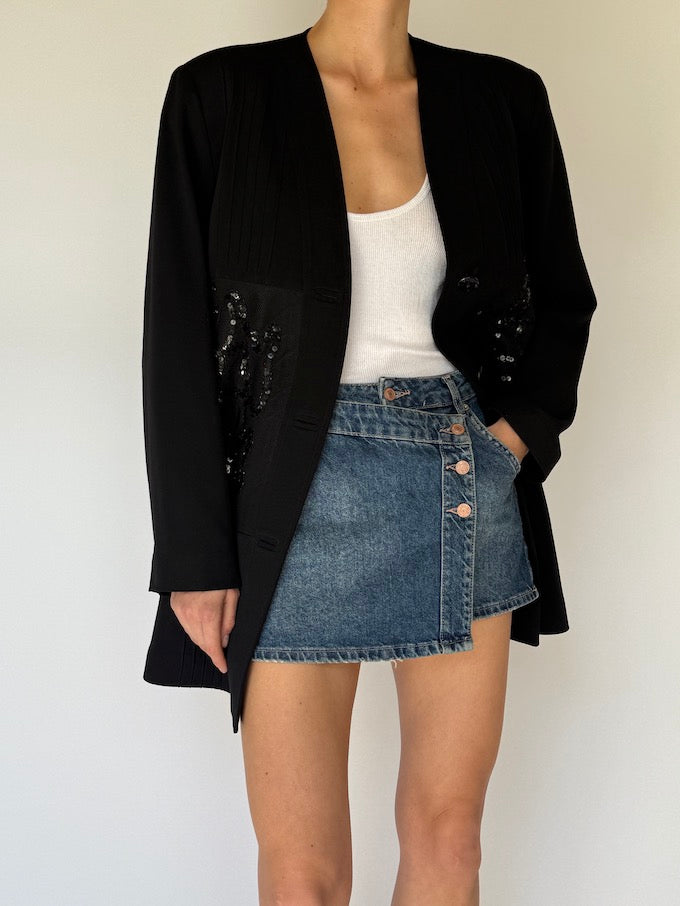 Vintage Black Long Sequin Cardigan 5982