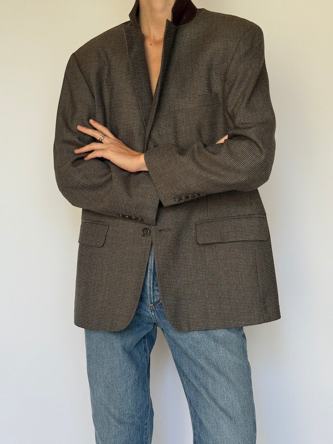 Vintage Checked Wool Blazer 6619