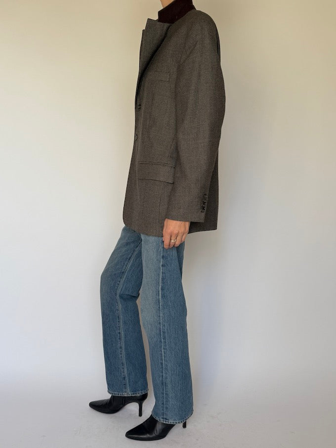 Vintage Checked Wool Blazer 6619