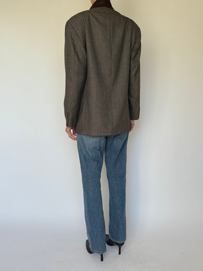 Vintage Checked Wool Blazer 6619