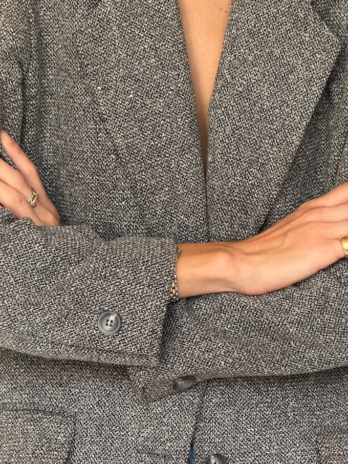 Vintage Wool-Blend Tweed Blazer