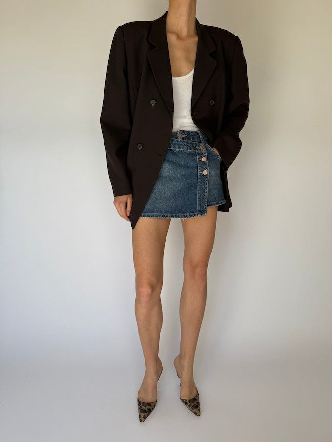 Vintage Double-Breasted Blazer Brown 5997