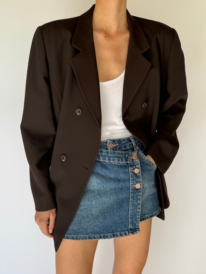 Vintage Double-Breasted Blazer Brown 5997