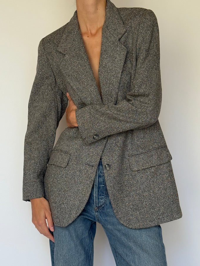 Vintage Wool-Blend Tweed Blazer