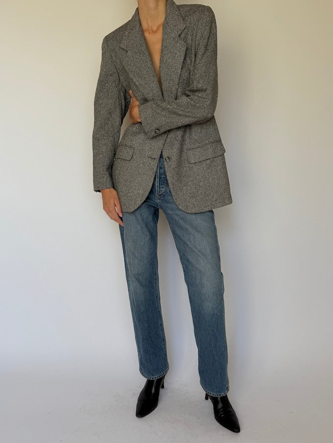 Vintage Wool-Blend Tweed Blazer