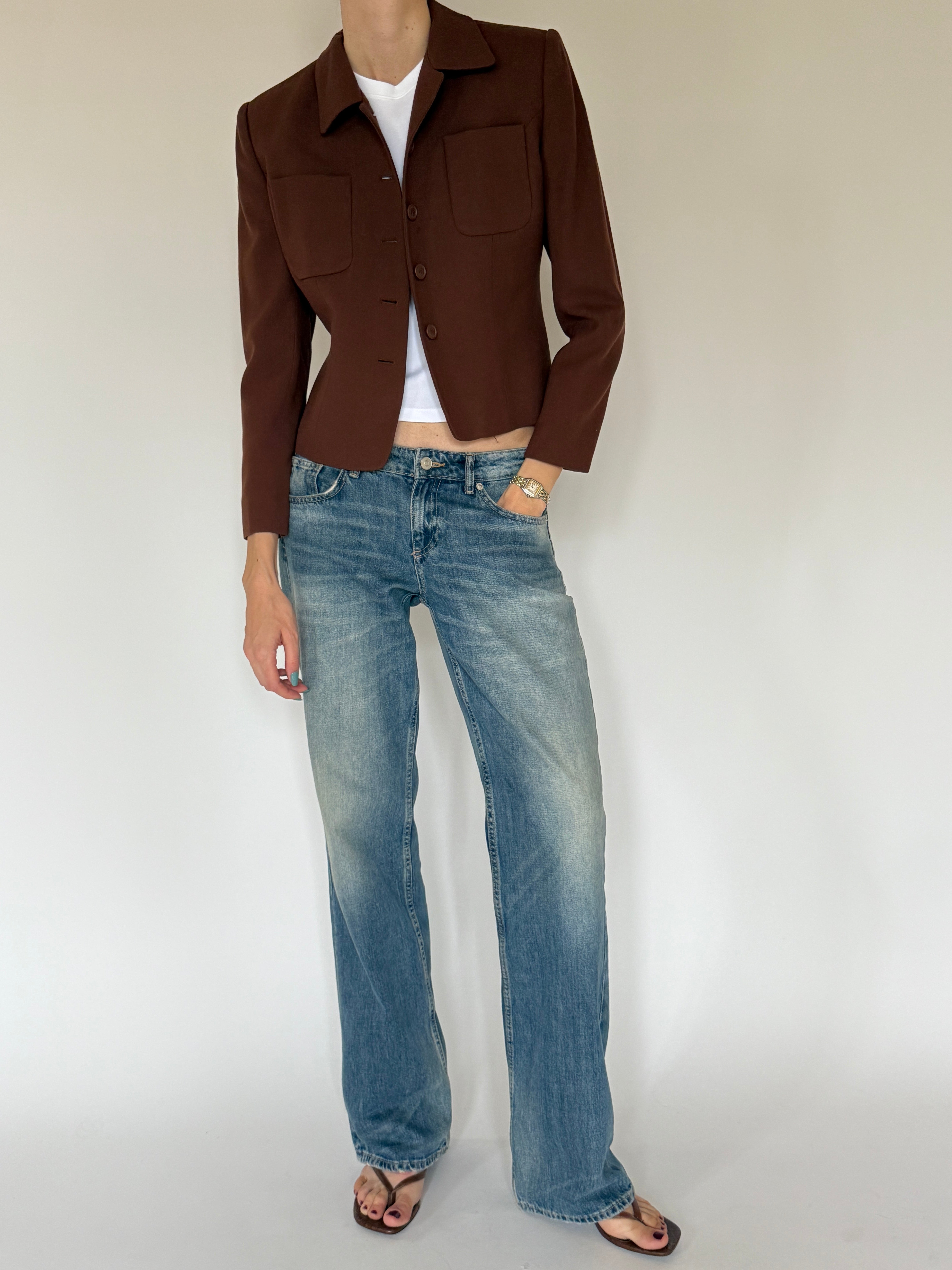 Vintage brown wool jacket front view