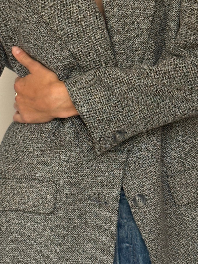 Vintage Wool-Blend Tweed Blazer