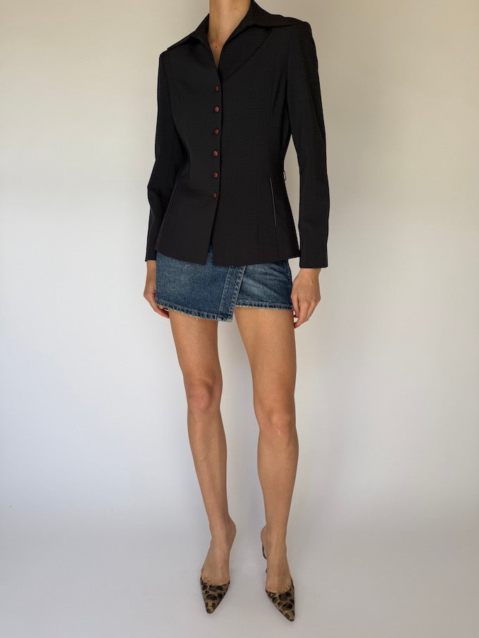 Vintage Tailored Blazer With A Cinched Waist Charcoal 6035