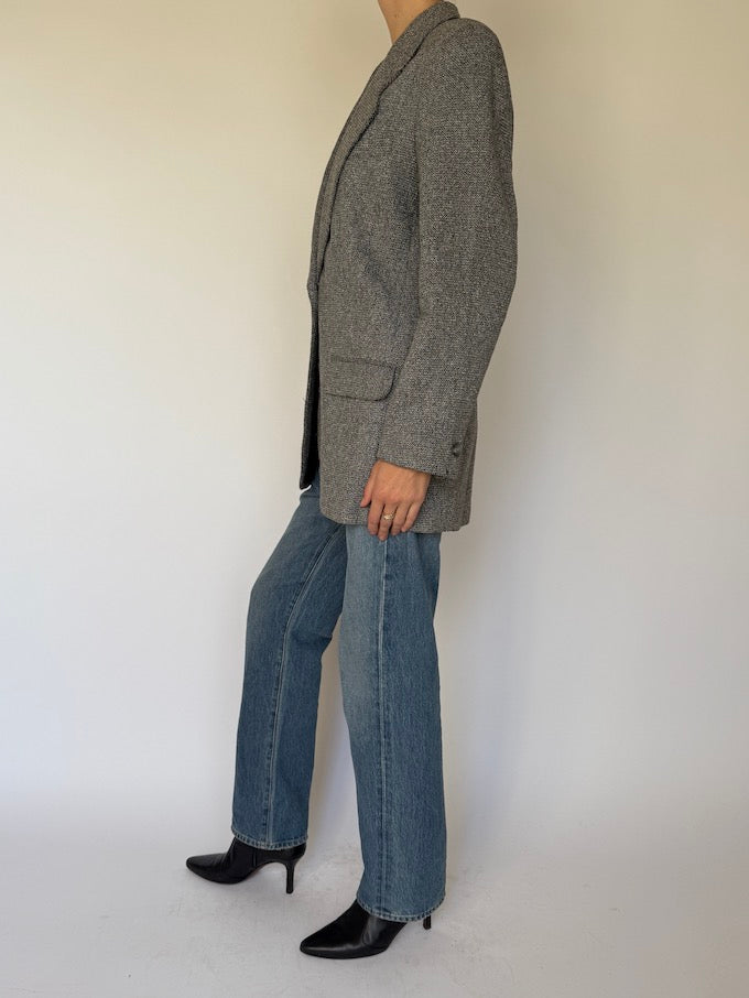 Vintage Wool-Blend Tweed Blazer
