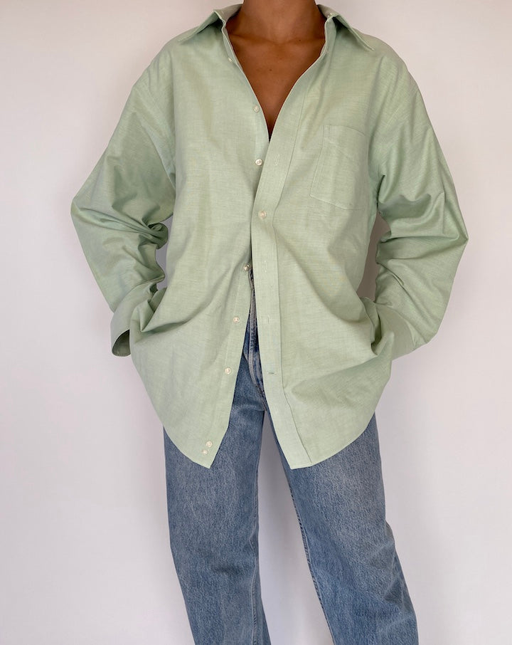 VINTAGE OVERSIZED LIGHT GREEN SHIRT 2287