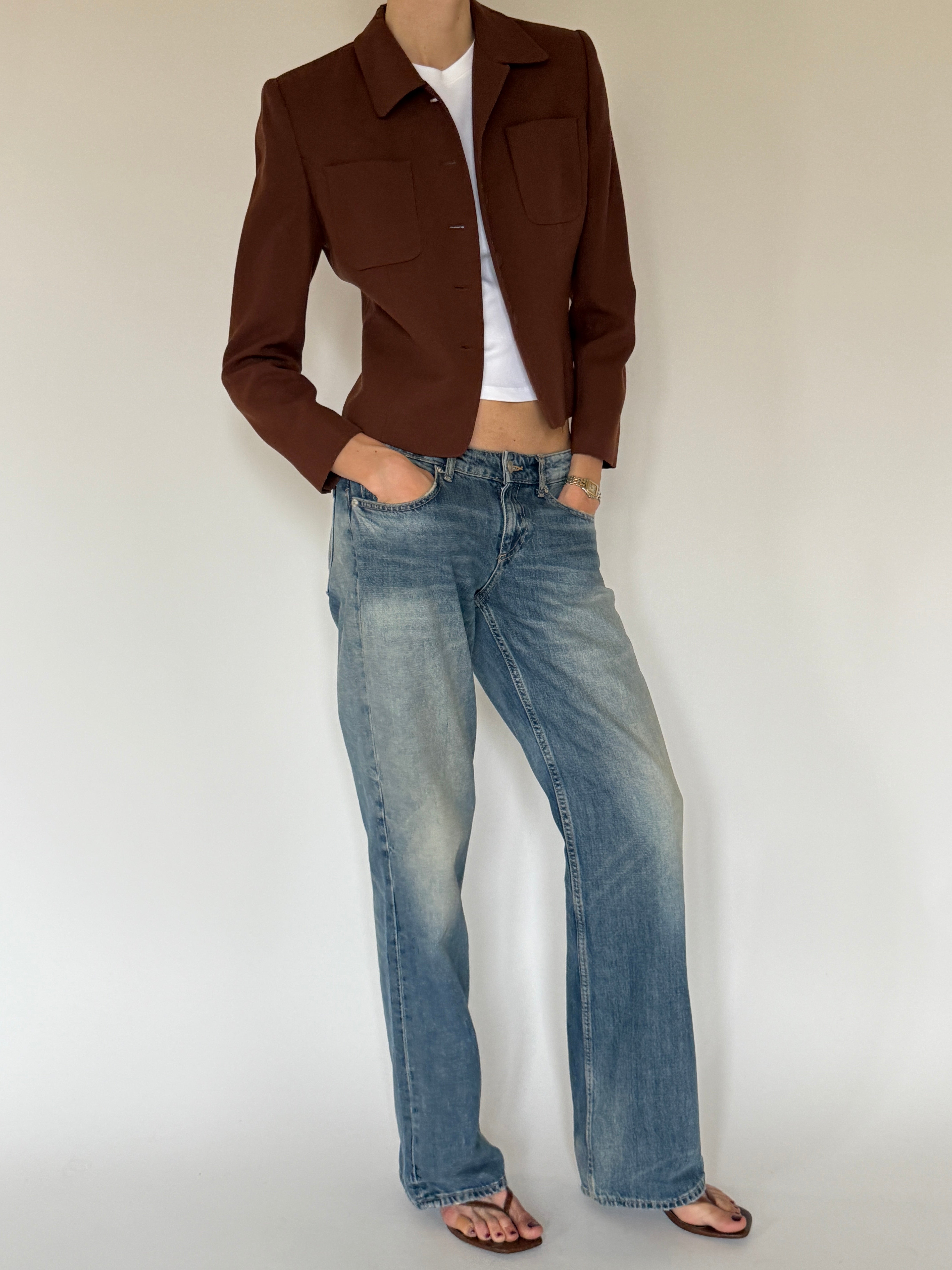 Vintage brown wool jacket front view