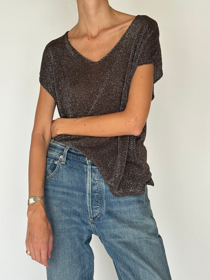 Vintage Shimmering Top Brown 6419