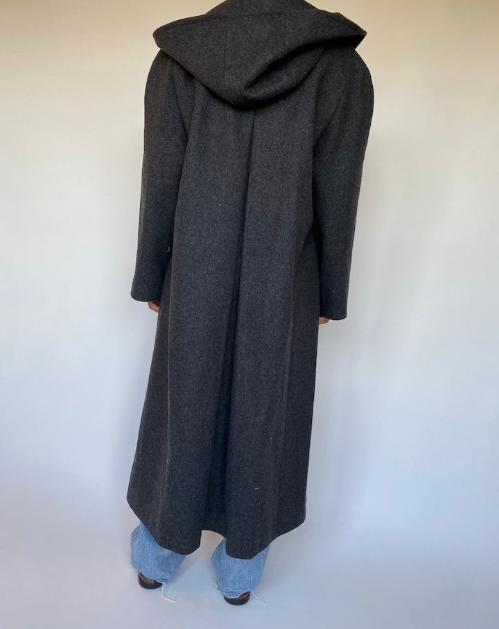 VINTAGE DARK GREY WOOL COAT 1477