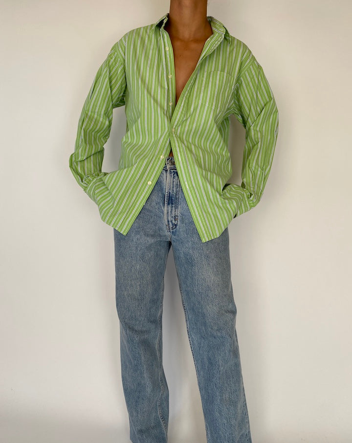 VINTAGE GREEN STRIPED RALPH LAUREN SHIRT 2291
